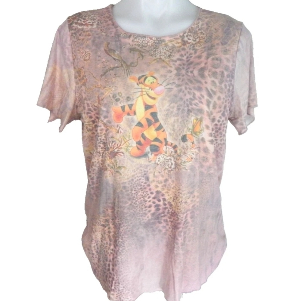 Disney Vintage Y2K Tigger Floral Leopard Shirt